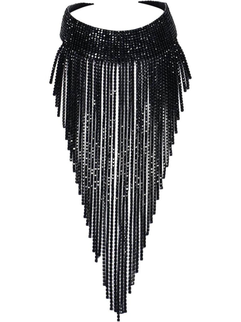 Sparkling Rhinestone Statement Necklace, Tassel Bib Choker, Chunky Costume